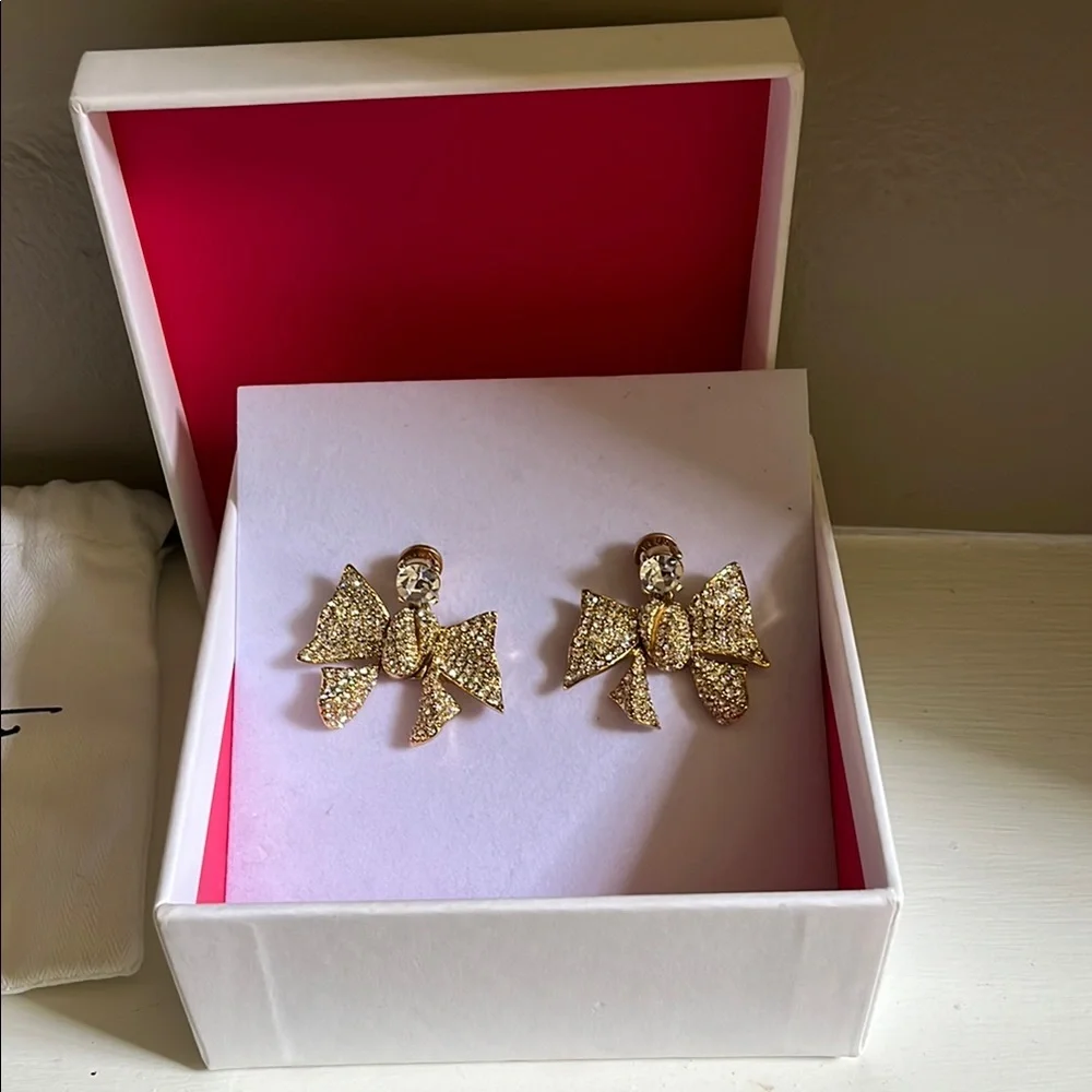 Oscar de la Renta Pave Bow Drop Earrings